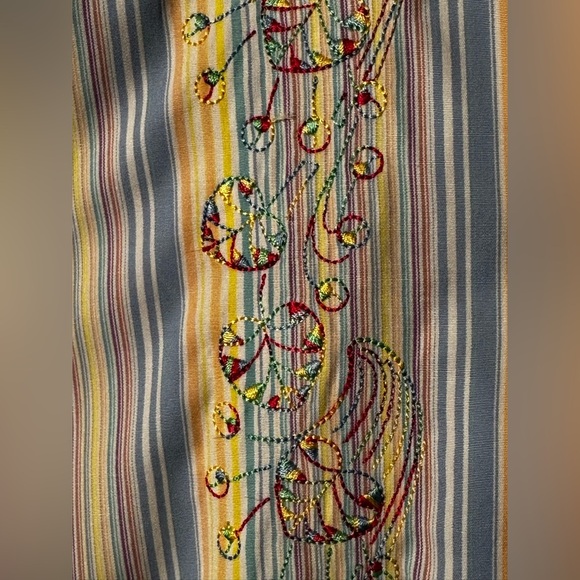 BUGATCHI UOMO XL Pastel Stripe Decorative Vertical Embroidery Spread Collar NICE - Picture 3 of 15